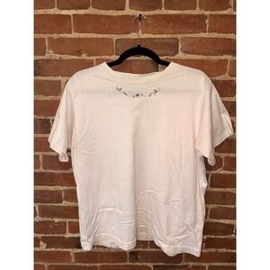 L. L. Bean Women's  Light Pink Floral Embroidered Crew T-Shirt